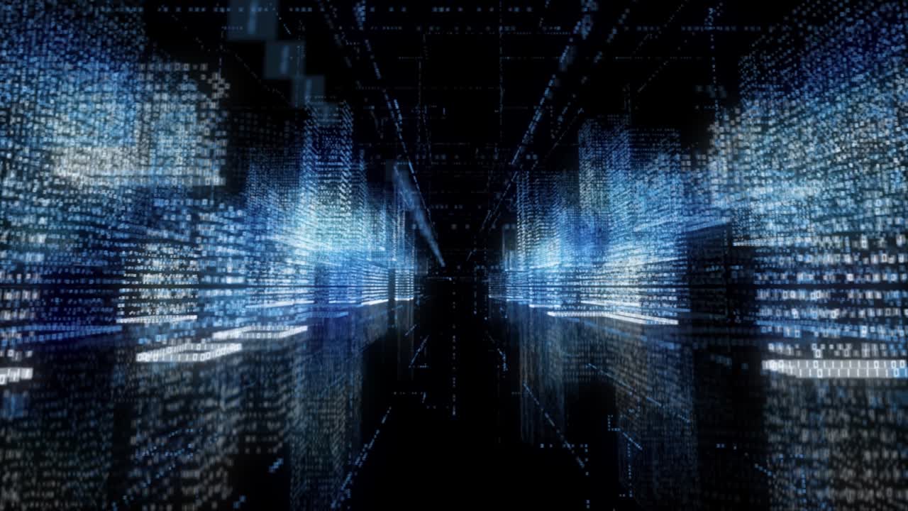 holograma abstracto de bucle sin costuras ciudad inteligente en 3d