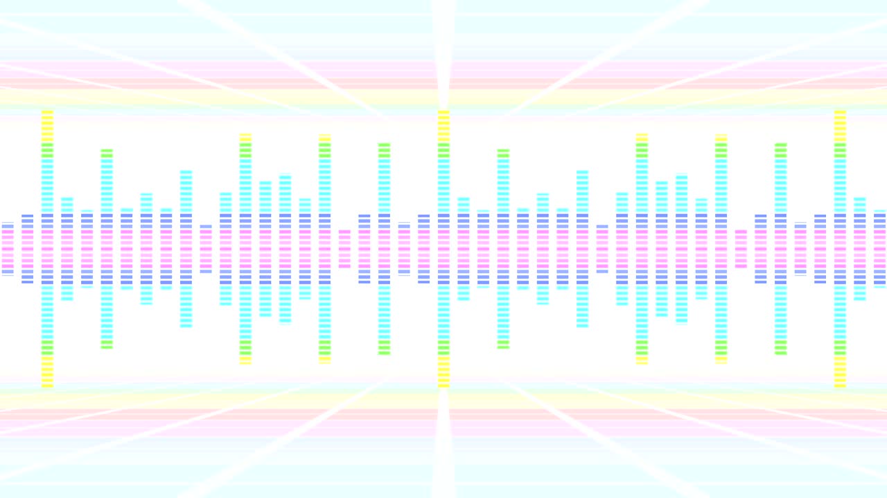 파티를위한 다채로운 음파. 디스코 배경. 추상적인 다채로운 파동 패턴. 음악 이라이저의 루프 애니메이션.