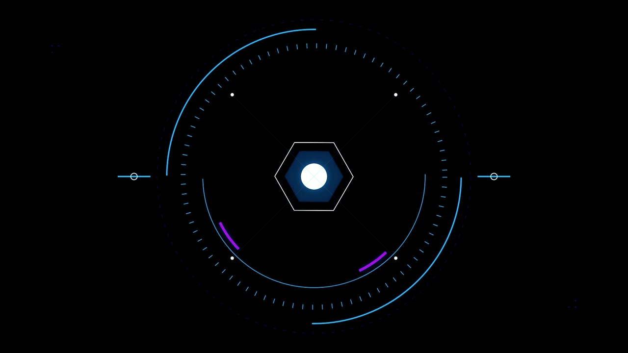 Futuristic Hexagonal Digital Interface HUD Animation