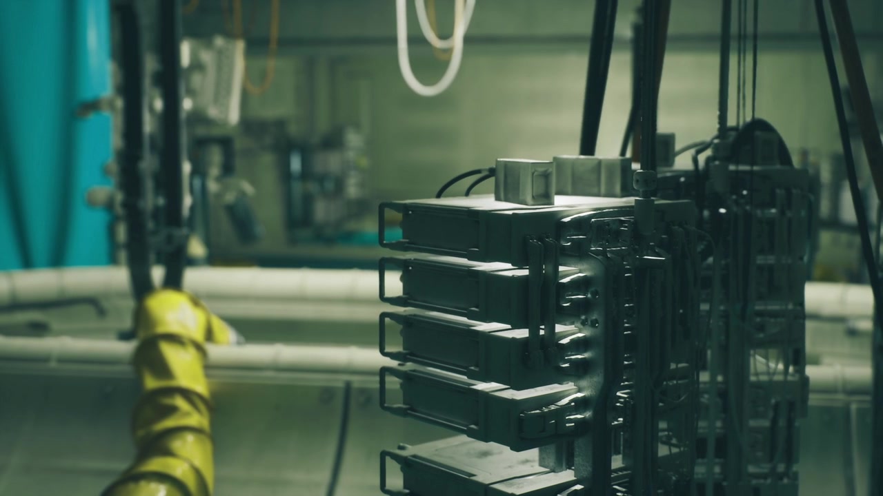 Calm technical scene quiet industrial setup with symmetrical elements