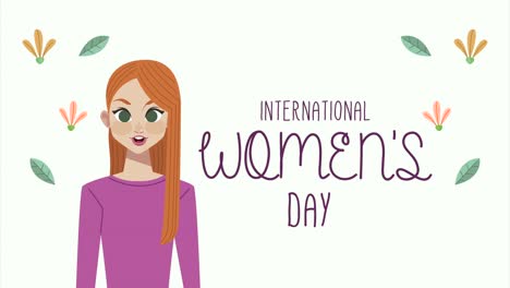 happy womens day lettering with woman
