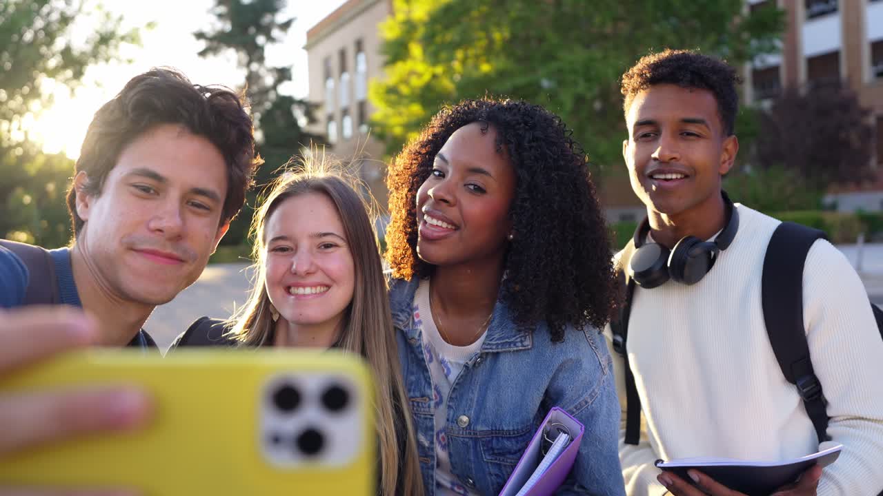 Gruppe af studerende, der tager en selfie sammen