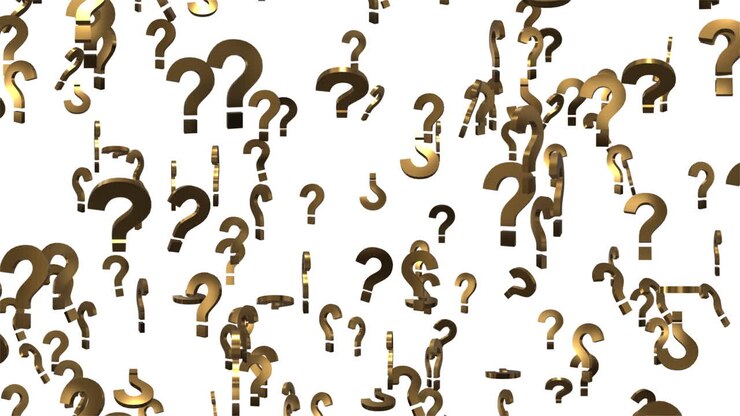 Golden Question Marks Floating on White and Green Screen
