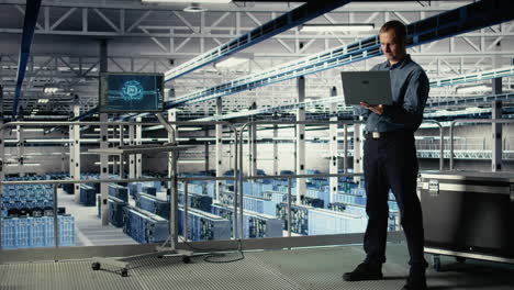 data center admin on industrial platform checks ai dashboard using laptop