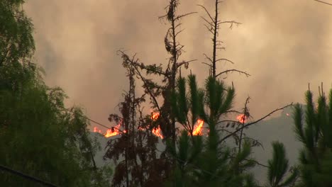 Long-Shot-Of-Wildfires-Burning-On-The-Top-Of-A-Ridge-In-Southern-California