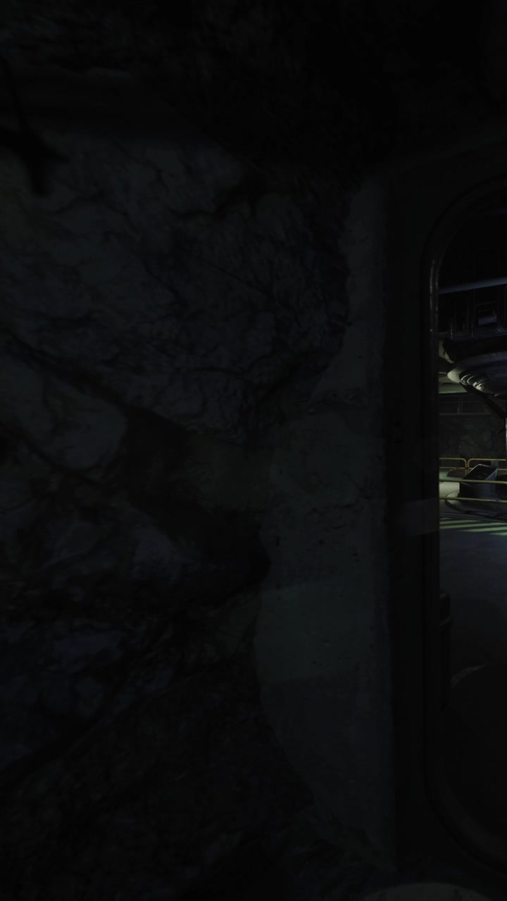 Dark room with furniture in an empty space
