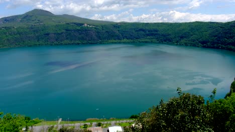 rome local landmarks castel gandolfo lazio region - panning over albano crater lake