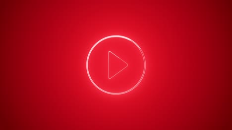 glowing animated neon line play button icon isolated on red background. social media, internet, mobile, web, technology concepts. 4k, seamless loop.