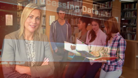 procesamiento de animación de datos sobre diversos estudiantes que estudian en la biblioteca escolar