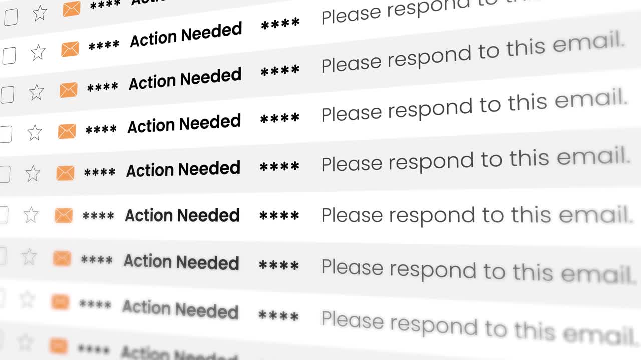 Email Inbox with "Action Needed" Messages