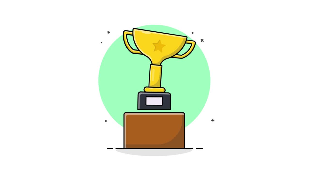 Animated Golden Trophy Award Appearing on a Pedestal
