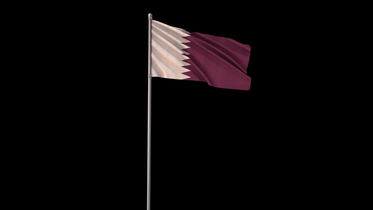 bandera de qatar con canal alfa, el video en 4k es transparente