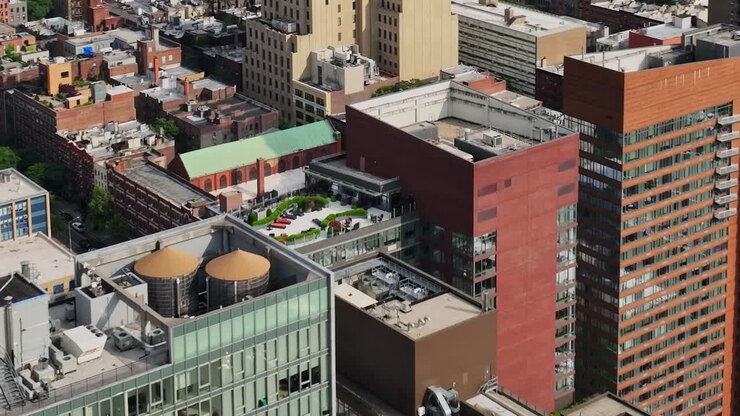 Vista da paisagem urbana dos edifícios de Nova York capturada por um drone