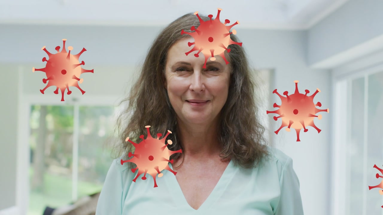 Animation of multiple falling covid cells