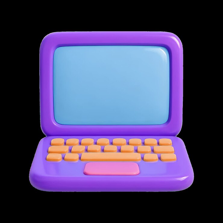 Buntes Spielzeug-Laptop-Design, Animation, isoliertes Asset, transparentes 4K-Video, Alpha-Kanal, ProRes