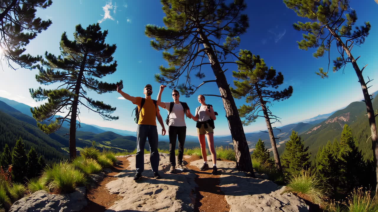 Friends Enjoying a Scenic Mountain Hike