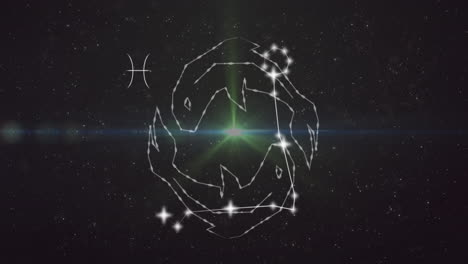 animación del signo de la estrella de los peces en nubes de humo en el fondo.