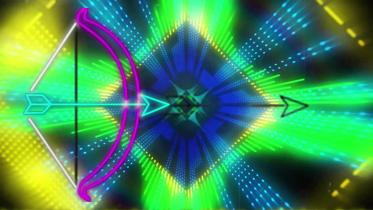 animazione di tunnel digitali e forme su sfondo nero