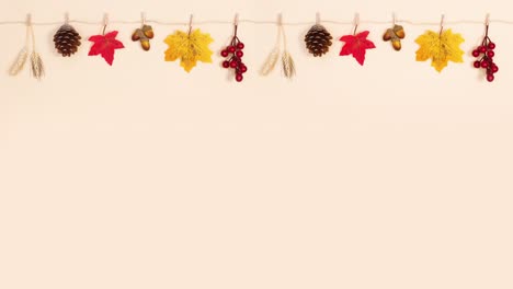 autumn accessories hanging on the rope and moving.stop motion
