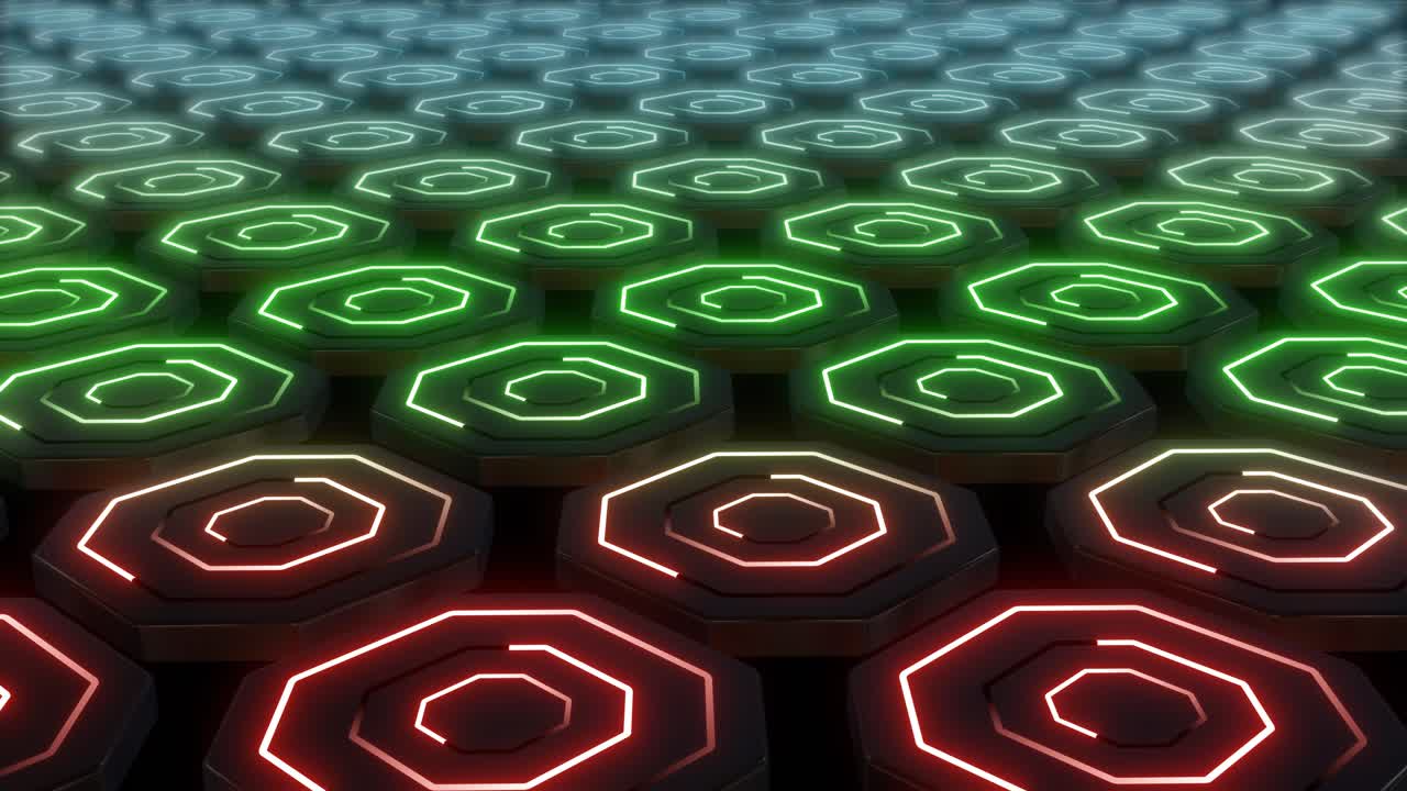 Abstract Hexagon Pattern with Neon Glowing Effect