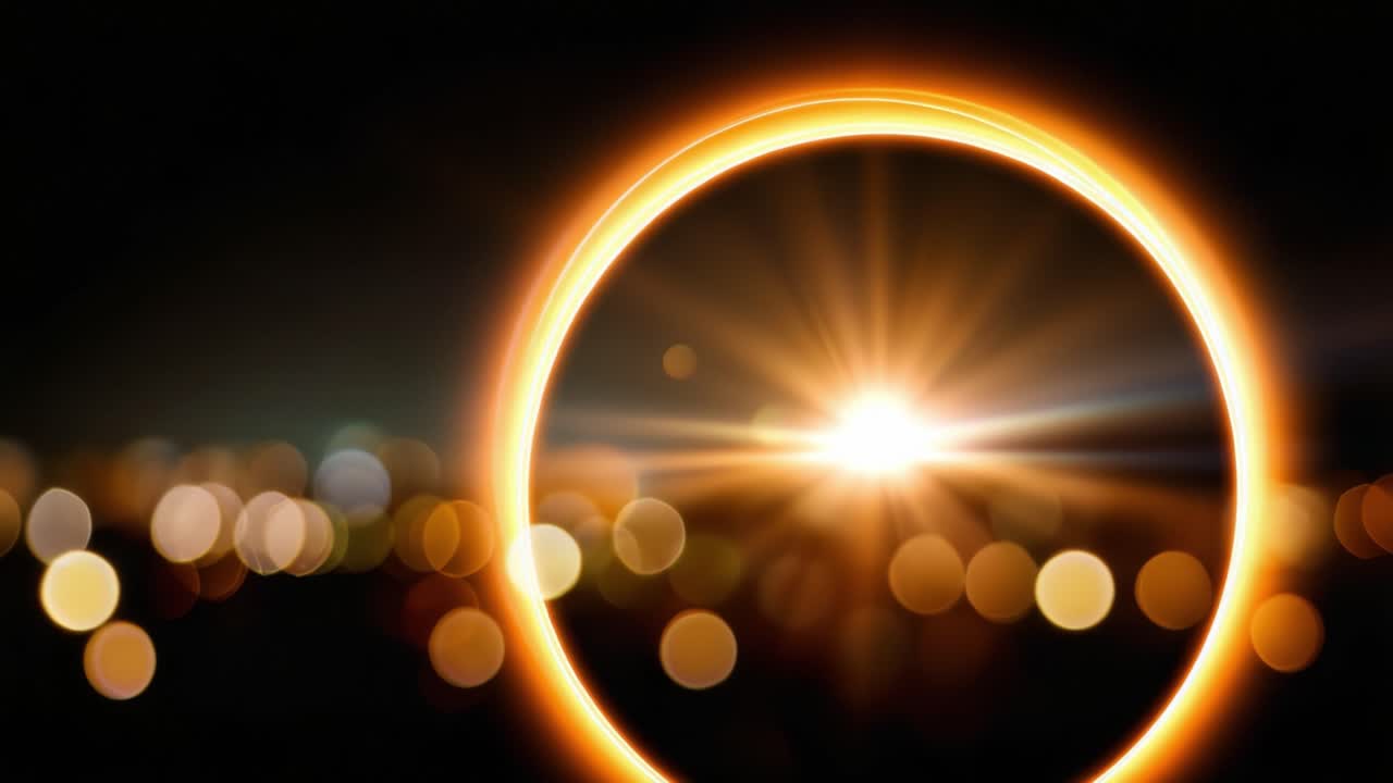 Stunning Transition from Eclipse to Full Sunlight with Vivid Bokeh Background Illustrating Spectacular Light Effects in Night Sky