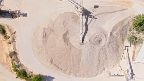 work site in limestone quarry during daytime - aerial drone shot