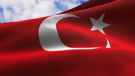 turkey flag waving in the wind with highly detailed fabric texture. seamless loop stock 4k video