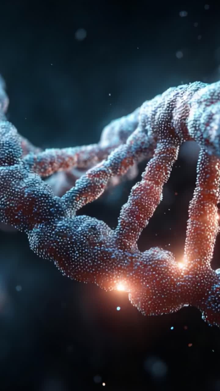 Una visualizzazione mozzafiato della struttura del DNA che mette in mostra l'intricata formazione dell'elica e i dettagli molecolari che rappresentano il progetto della vita