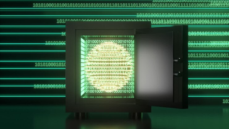 Mechanical safe, with digital numbers inside, 3d rendering.