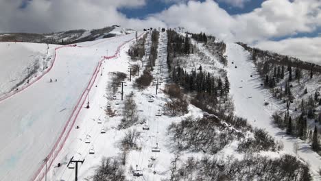 excellent overhead view of the ski lift at steamboat springs, colorado