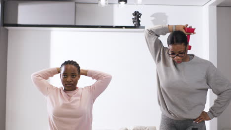 women doing sports at home