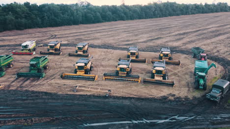 farm machinery harvesting a field