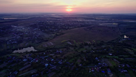 village hills and fields during evening sunset