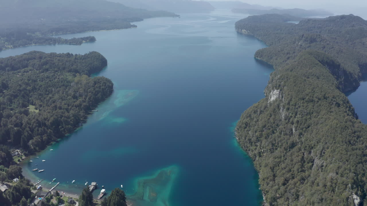 공중 - arrayanes 국립 공원, 빌라 라 angostura, neuquen, 아르헨티나, 역방향 nahuel huapi 호수