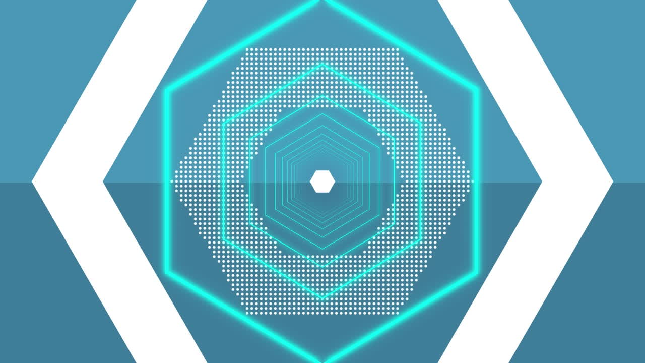 hexágonos coloridos que se acercan sobre un fondo azul