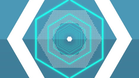 hexágonos coloridos que se acercan sobre un fondo azul