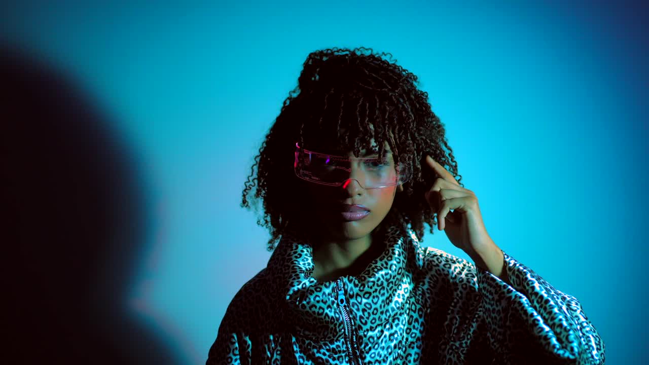 Futuristic Woman with Smart Glasses