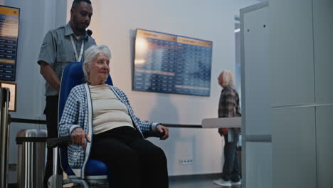airport security check of elderly passenger