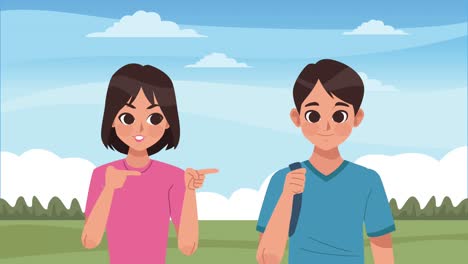 pareja de personajes adolescentes de animación