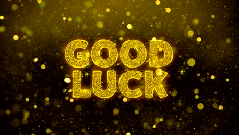 good luck text on golden glitter shine particles animation.