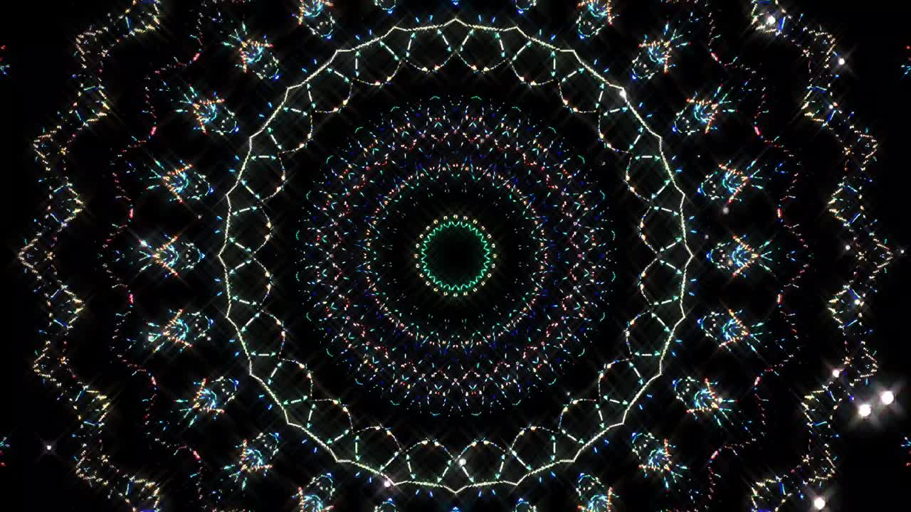 líneas abstractas luz colorida brillante forma redonda en el centro, fondo negro