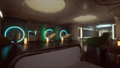 futuristic medical facility waiting area