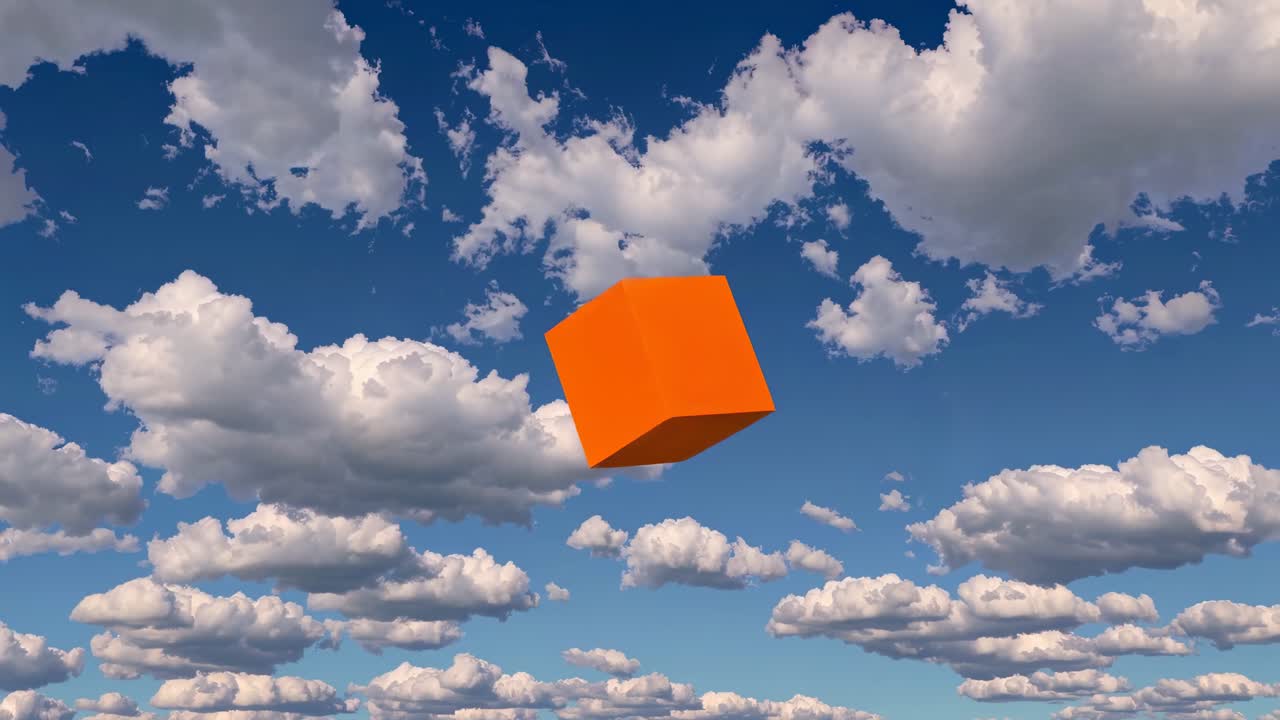 Orange Cube in the Sky