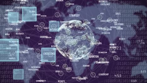 Animación-Del-Procesamiento-De-Datos-Sobre-El-Globo-Y-El-Mapa-Mundial