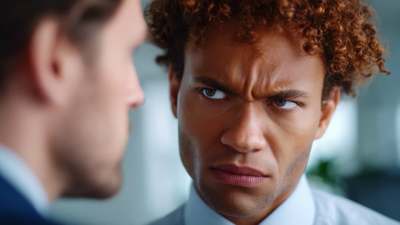 Intense Confrontation Between Two Individuals Showcasing Strong Emotions in a Professional Setting - A Moment of Dissonance and Contemplation Captured