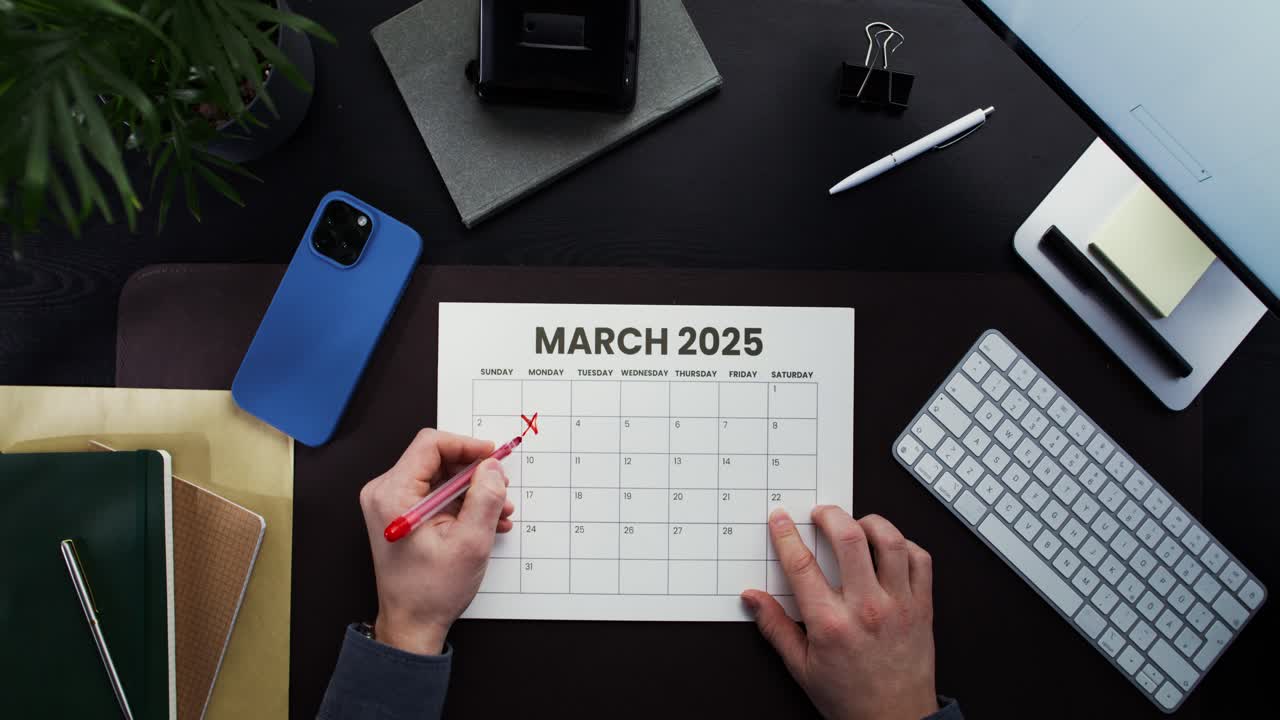 Person Planning with March 2025 Calendar