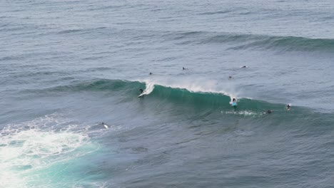 surfers riding wave to shore in margaret river, western australia