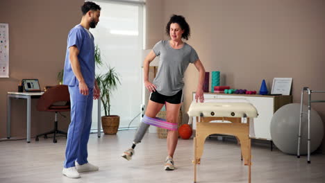 physical therapist helping patient during a rehabilitation session