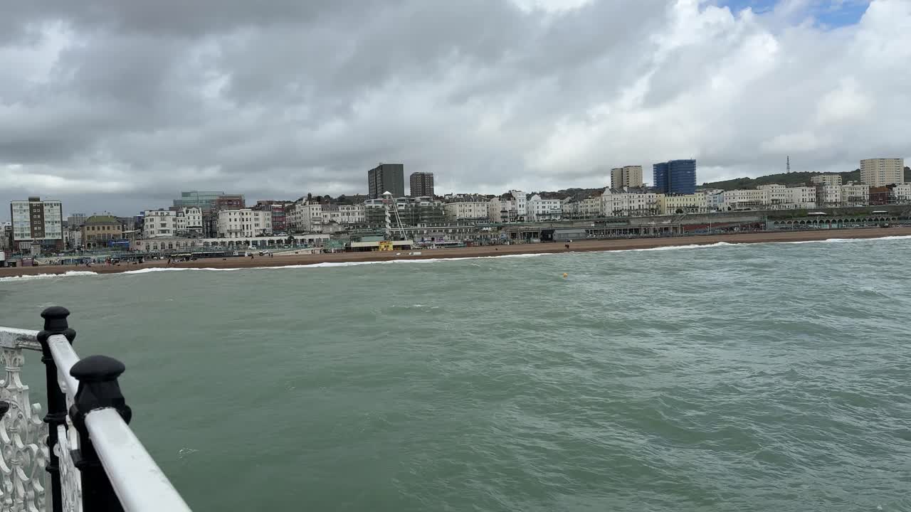 Brighton coastline view from Brighton pier panning