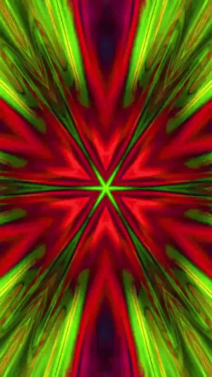 Motivo Astratto Dinamico a Caleidoscopio con Luce Rossa e Verde Pulsante
